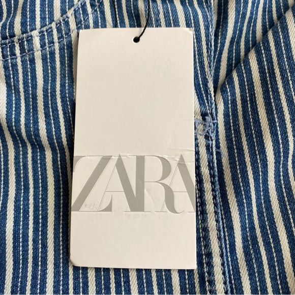 ZARA Strapless Striped Denim Dress. Size S - Picture 10 of 14